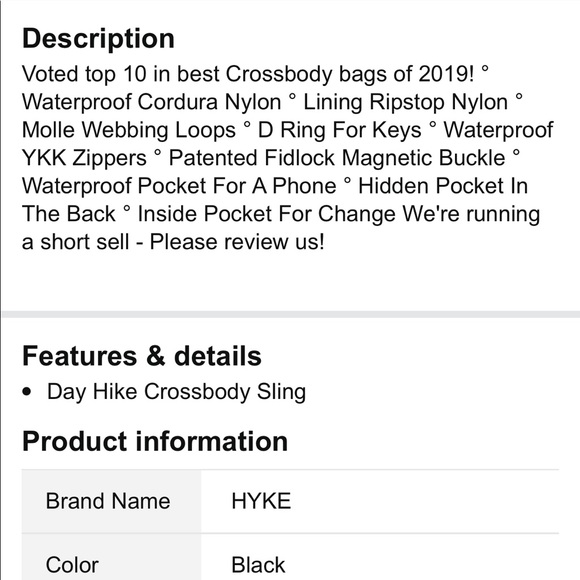 Hyke - Limited Editon - Sling Bag - Picture 13 of 14